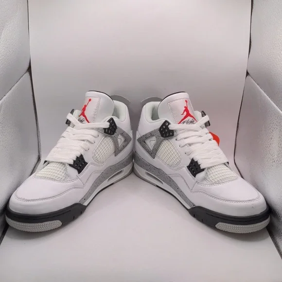NWOB Nike Air Jordan 4 Retro White Cement Sneakers Men's 840606-192 Sz 10.5